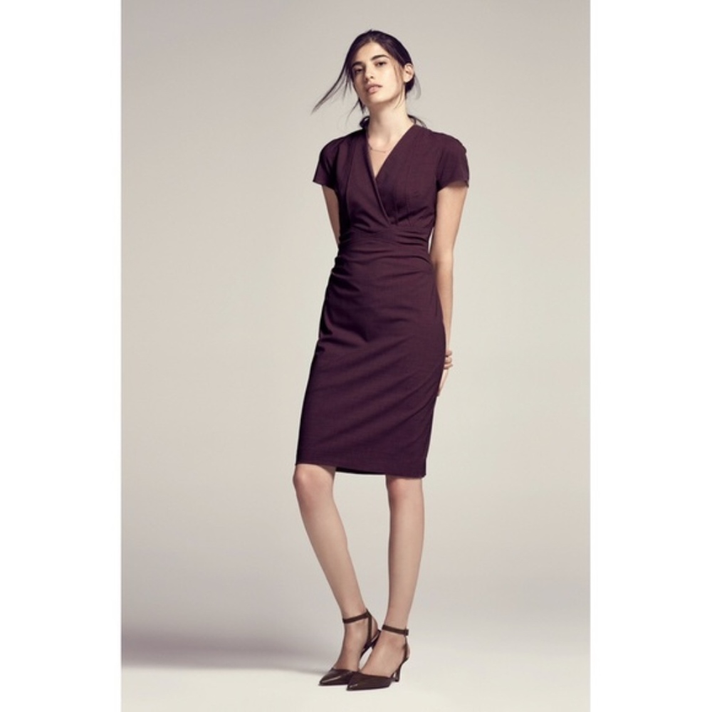 MM Lafleur Emma wool wrap style work dress sz 0